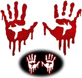 img 4 attached to KeeForthewin High Intensity Diamond Grade Reflective Bloody Dripping Hands Hard Hats Decals For Helmets Motorcycle Fuel Tank Windscreens Rear Windows Car Bumper Stickers (Red