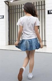 img 1 attached to 👧 NABER Kids Girls' Denim Skirt: Casual Elastic Waistband A-Line Pleated Style, Ages 4-13 Years