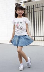 img 2 attached to 👧 NABER Kids Girls' Denim Skirt: Casual Elastic Waistband A-Line Pleated Style, Ages 4-13 Years