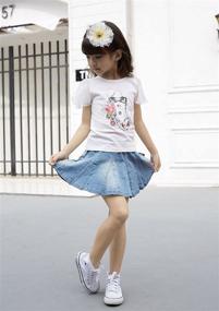 img 3 attached to 👧 NABER Kids Girls' Denim Skirt: Casual Elastic Waistband A-Line Pleated Style, Ages 4-13 Years