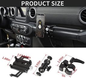 img 3 attached to 📱Универсальный держатель телефона Voodonala для Jeep Wrangler JK/JKU/JL/JLU/JT & Ford F-150 - регулируемая ручка A-pillar, матово-черный