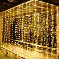 🌟 2 pack sitanes curtain string lights, wall hanging lights with 300 led and 8 lighting modes - fairy lights for bedroom christmas decorations, wedding, birthday party - warm white логотип