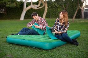 img 1 attached to 🛏️ Aria Queen Air Mattress: Ultimate Comfort for Home, Travel, and Camping with 4D Battery Pump and Inflatable Pillows