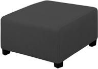 🛋️ medium dark gray elastic bottom rectangle slipcover: soft ottoman cover for folding storage stool, easy-going furniture protector logo