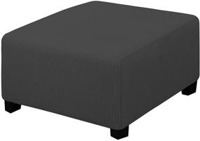 img 4 attached to 🛋️ Medium Dark Gray Elastic Bottom Rectangle Slipcover: Soft Ottoman Cover for Folding Storage Stool, Easy-Going Furniture Protector