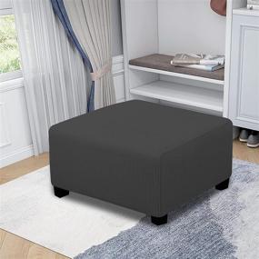 img 3 attached to 🛋️ Medium Dark Gray Elastic Bottom Rectangle Slipcover: Soft Ottoman Cover for Folding Storage Stool, Easy-Going Furniture Protector