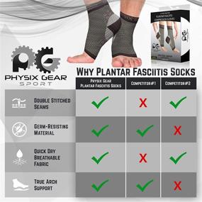 img 1 attached to 🧦 Physix Gear Plantar Fasciitis Socks - Arch Support for Men & Women | Foot Pain Relief, Ankle Swelling | Compression Sleeve, Toeless Design | Night Splint Alternative, Black XXL