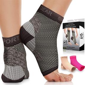 img 4 attached to 🧦 Physix Gear Plantar Fasciitis Socks - Arch Support for Men & Women | Foot Pain Relief, Ankle Swelling | Compression Sleeve, Toeless Design | Night Splint Alternative, Black XXL