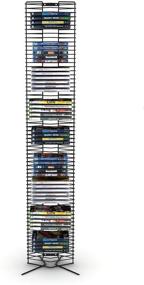 img 2 attached to 🔲 Atlantic Onyx 65 Wire DVD-Tower - Sleek Matte Black Steel Design, Holds 65 DVDs, Blu-Rays or PS3 Games, Wall Mount or Freestanding, PN 1332