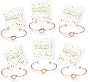 img 4 attached to CHICNOW I Can't Tie The Knot Without You Rose Gold Bridesmaid Bracelets - Set of 1,4,5,6,7,10 with Cards