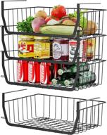 📦 veckle stackable under shelf baskets, 4-pack space saving hanging organizers for kitchen, bookshelf, cupboard – easy to install pantry storage, black логотип