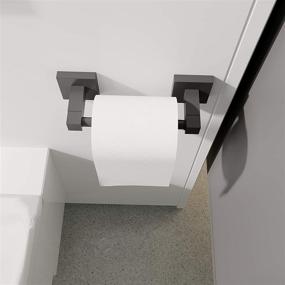 img 2 attached to 🧻 Matte Black Double Post Pivoting Square Tissue Holder - Ruacq Toilet Paper Holder: Modern Wall Mounted Roll Holder for Bathroom - Stainless Steel and Zinc Alloy Toilet Paper Stand Hangers