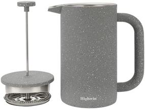 img 2 attached to Highwin 8-Cup/34-Ounce Double Wall Insulated Stainless Steel French Press Coffee Maker, Robust Coffee Tea Brewer with Stainless Steel Plunger (Graphite Gray)