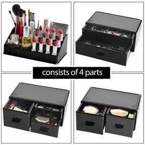 img 1 attached to 💄 InnSweet Makeup Organizer Acrylic Cosmetic Storage Drawers and Jewelry Display Box, Set of 4 Makeup Holders in Black