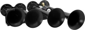 img 1 attached to Loud and Powerful: Vixen Horns Train Horn with 4 Air Horn Black 📢 Trumpets for 12v Vehicles - Perfect for Trucks, Cars, Semis, Pickups, Jeeps, RVs, SUVs (VXH4124B)