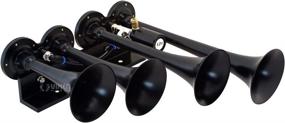 img 3 attached to Loud and Powerful: Vixen Horns Train Horn with 4 Air Horn Black 📢 Trumpets for 12v Vehicles - Perfect for Trucks, Cars, Semis, Pickups, Jeeps, RVs, SUVs (VXH4124B)