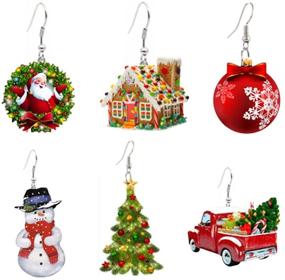 img 1 attached to 🎄 Festive Christmas Dangle Hook Earrings: Santa Claus, Snowman, Christmas Tree & Garland Charms - Perfect Xmas Gifts for Women and Teen Girls - Hypoallergenic Fashion Jewelry