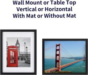 img 2 attached to 🖼️ ONE WALL 11x14 Tempered Glass Picture Frames | Display 8x10 or 5x7 Photos with or without Mat | Black Solid Wood Photo Frames for Wall and Tabletop | Mounting Hardware Included