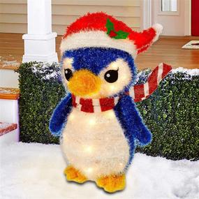 img 3 attached to Twinkle Star Lighted Christmas Tinsel Penguin Decorations: 20 Inch Pre-Lit Blue Penguin with 35 Count Clear Incandescent Lights - Indoor/Outdoor Festive Holiday Decoration for Yard or Lawn