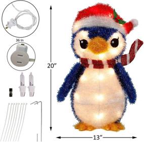 img 2 attached to Twinkle Star Lighted Christmas Tinsel Penguin Decorations: 20 Inch Pre-Lit Blue Penguin with 35 Count Clear Incandescent Lights - Indoor/Outdoor Festive Holiday Decoration for Yard or Lawn