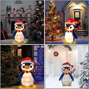 img 1 attached to Twinkle Star Lighted Christmas Tinsel Penguin Decorations: 20 Inch Pre-Lit Blue Penguin with 35 Count Clear Incandescent Lights - Indoor/Outdoor Festive Holiday Decoration for Yard or Lawn