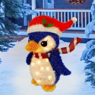 twinkle star lighted christmas tinsel penguin decorations: 20 inch pre-lit blue penguin with 35 count clear incandescent lights - indoor/outdoor festive holiday decoration for yard or lawn logo