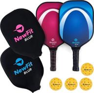 newfit blur pickleball paddles - usapa approved set of 2 paddles with covers and four pickleballs - graphite face & honeycomb polymer core for quiet and lightweight pickleball rackets логотип