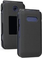 📱 black grid texture protective snap-on cover for cingular flip 4, cricket debut flip (u102ac/u102aa) phone logo