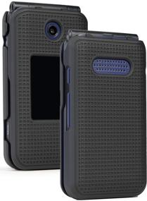 img 4 attached to 📱 Black Grid Texture Protective Snap-On Cover for Cingular Flip 4, Cricket Debut Flip (U102AC/U102AA) Phone