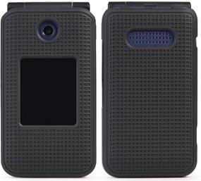 img 3 attached to 📱 Black Grid Texture Protective Snap-On Cover for Cingular Flip 4, Cricket Debut Flip (U102AC/U102AA) Phone