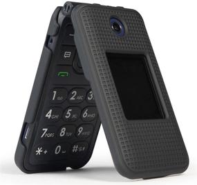 img 1 attached to 📱 Black Grid Texture Protective Snap-On Cover for Cingular Flip 4, Cricket Debut Flip (U102AC/U102AA) Phone