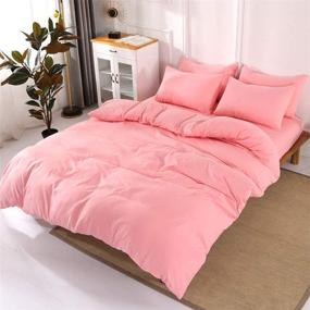 img 3 attached to 🛏️ ViViTOP Pink Microfiber Duvet Cover Set: Twin Size Modern Bedding with 2 Pillowcases, Soft & Simple Style - 3-Piece Set