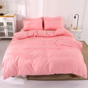 img 4 attached to 🛏️ ViViTOP Pink Microfiber Duvet Cover Set: Twin Size Modern Bedding with 2 Pillowcases, Soft & Simple Style - 3-Piece Set