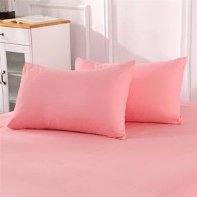 img 1 attached to 🛏️ ViViTOP Pink Microfiber Duvet Cover Set: Twin Size Modern Bedding with 2 Pillowcases, Soft & Simple Style - 3-Piece Set