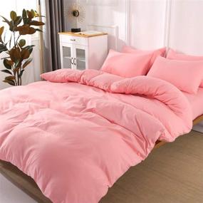 img 2 attached to 🛏️ ViViTOP Pink Microfiber Duvet Cover Set: Twin Size Modern Bedding with 2 Pillowcases, Soft & Simple Style - 3-Piece Set