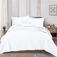 🛏️ 3-piece alicia collection white king quilt set with shams: detailed channel stitching, all-season bedspread quilt set logo
