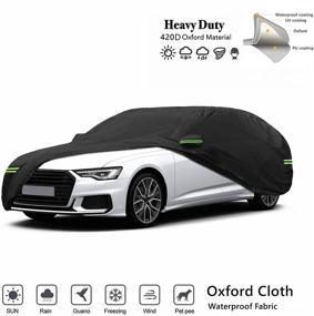 img 4 attached to 🚗 Heavy Duty Waterproof Car Cover - 420D Oxford Cloth, All Weather Protection for Automobiles, Full Outdoor Rain Sun Shield, Universal Fit for Sedans (Up to 209 inches)