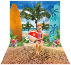 img 3 attached to 🌴 Allenjoy Summer Beach Ocean Backdrops for Photography - Blue Sky Seaside Surfboard Background with Tropical Palm Trees - Ideal for Kids Girls 1st Birthday Party Decor, Baby Shower - 5x7ft Photoshoot Photo Booth Prop