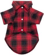 🐾 expawlorer plaid dog shirt - classic plaid printed pet clothing for cold weather, festive dog sweater for small, medium, and large dogs логотип