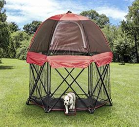 img 1 attached to 6-Panel Foldable and Portable Steel Pet Exercise and Play Pen by Carlson - Indoors & Outdoors | Full UV Canopy + Carrying Case