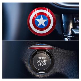 img 1 attached to 🚗 FugarDEEEN Captain America Car Start Ring: Premium 3D ABS Protector Cover for Engine Start Button - Ignition Switch Decorative Cover