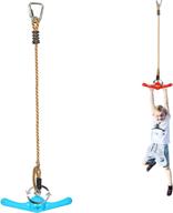 🏞️ gardtech 360° spinning swing set attachments: obstacle course kit accessories for kids - adjustable monkey jungle gym for playground backyard training (ninja twist gym swing-blue) логотип