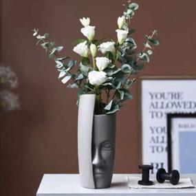 img 3 attached to 🏺 Modern Ceramic Sculpture: Face Vase Head Floral Plant Holder Table Centerpiece - White Home Décor