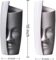 🏺 modern ceramic sculpture: face vase head floral plant holder table centerpiece - white home décor logo