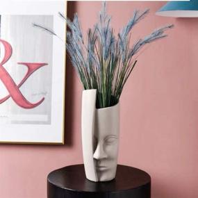 img 1 attached to 🏺 Modern Ceramic Sculpture: Face Vase Head Floral Plant Holder Table Centerpiece - White Home Décor