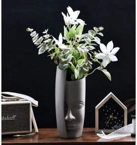 img 2 attached to 🏺 Modern Ceramic Sculpture: Face Vase Head Floral Plant Holder Table Centerpiece - White Home Décor