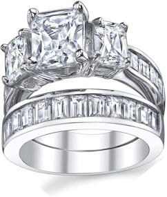 img 2 attached to 💍 Sparkling 2 Carat Radiant Cut CZ Sterling Silver Engagement Ring Set, Sizes 4 to 11 - Perfect for Women