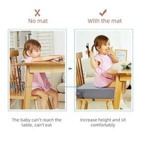 img 3 attached to 🪑 Grey PU Washable Toddler Booster Seat for Dining Table with Double Safer Straps, Non-Slip Bottom, Portable Travel Increasing Cushion