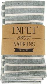 img 4 attached to Cotton Dinner Napkins by INFEI - Stylish Striped Serveware for Tabletop Elegance