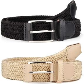 img 2 attached to 👨 Braided Elastic Stretch Canvas Men's Belts - Perfect Accessories for Men